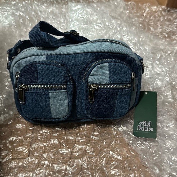 wild fable Handbags - NWT light/dark denim patch Wild Fable crossbody purse using recycled materials.